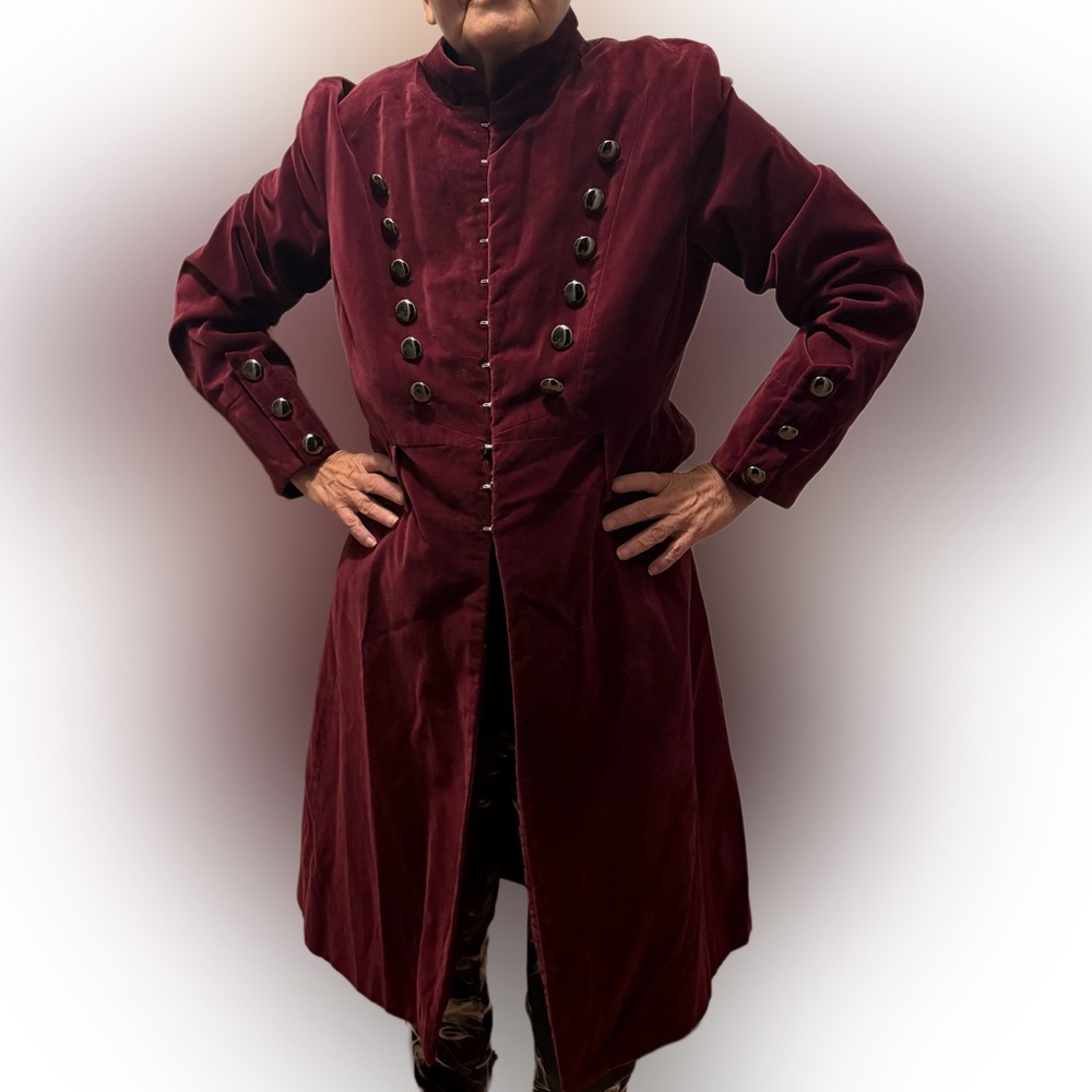 NEWPORT NEWS Burgundy Velvet Military Gothic Equestrian Coat